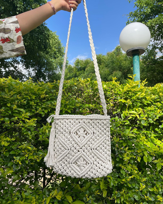 White Macrame Bag