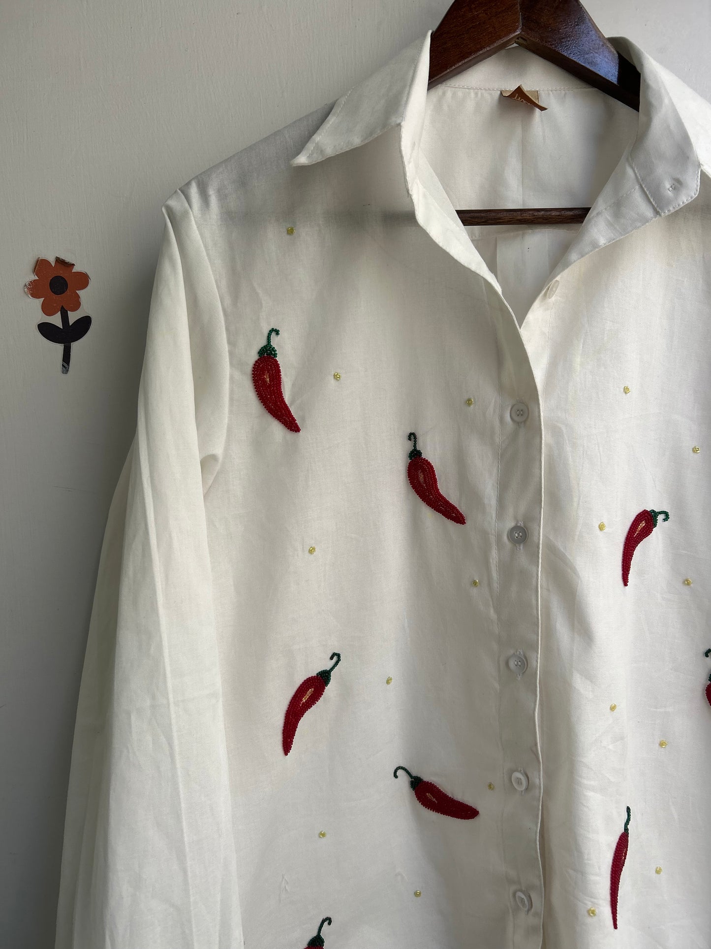 Unisex Hand Beaded Mirchi shirt🌶️