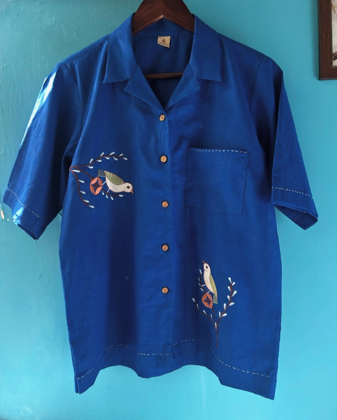 Blue Linen Chidiya shirt