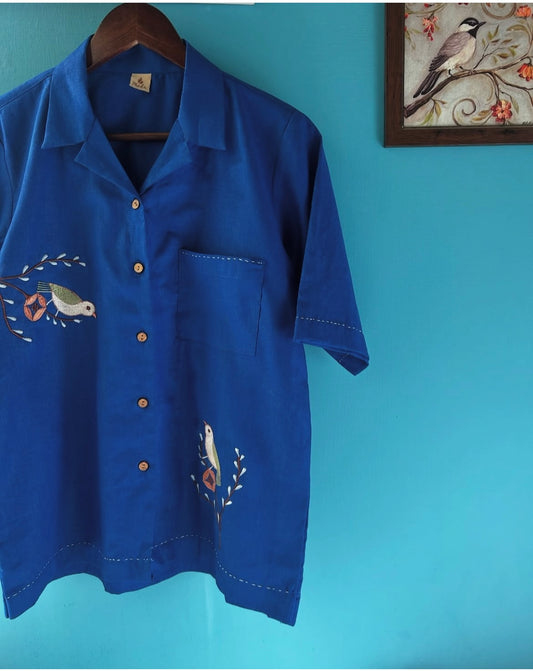 Blue Linen Chidiya shirt