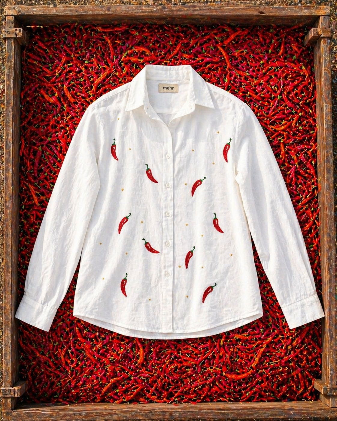 Unisex Hand Beaded Mirchi shirt🌶️
