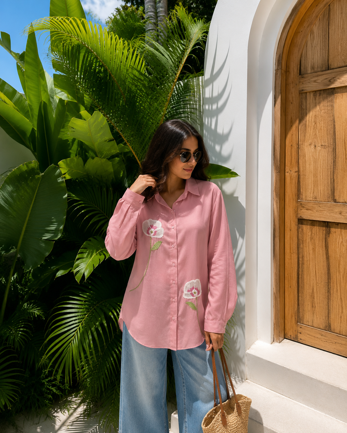 Calie Hand-Beaded Italian Cotton Shirt✨ unisex