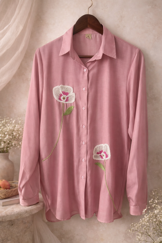 Calie Hand-Beaded Italian Cotton Shirt✨