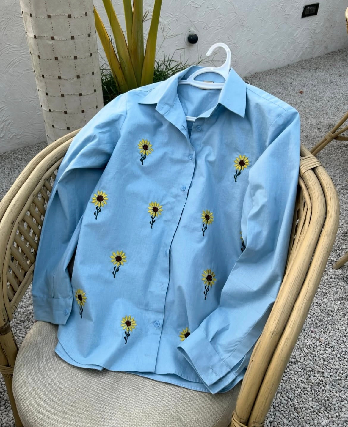Powder Blue Sunflower Shirt 🌻