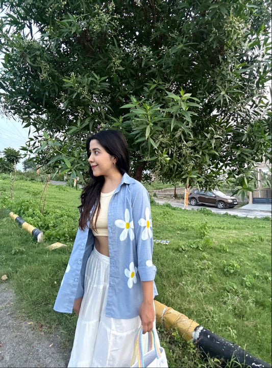Hand-Painted Daisy Shirt
