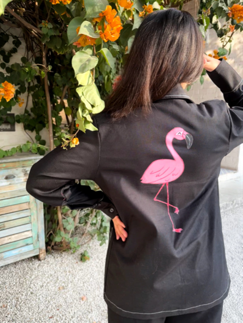 Hand-Painted Flamingo Schaket