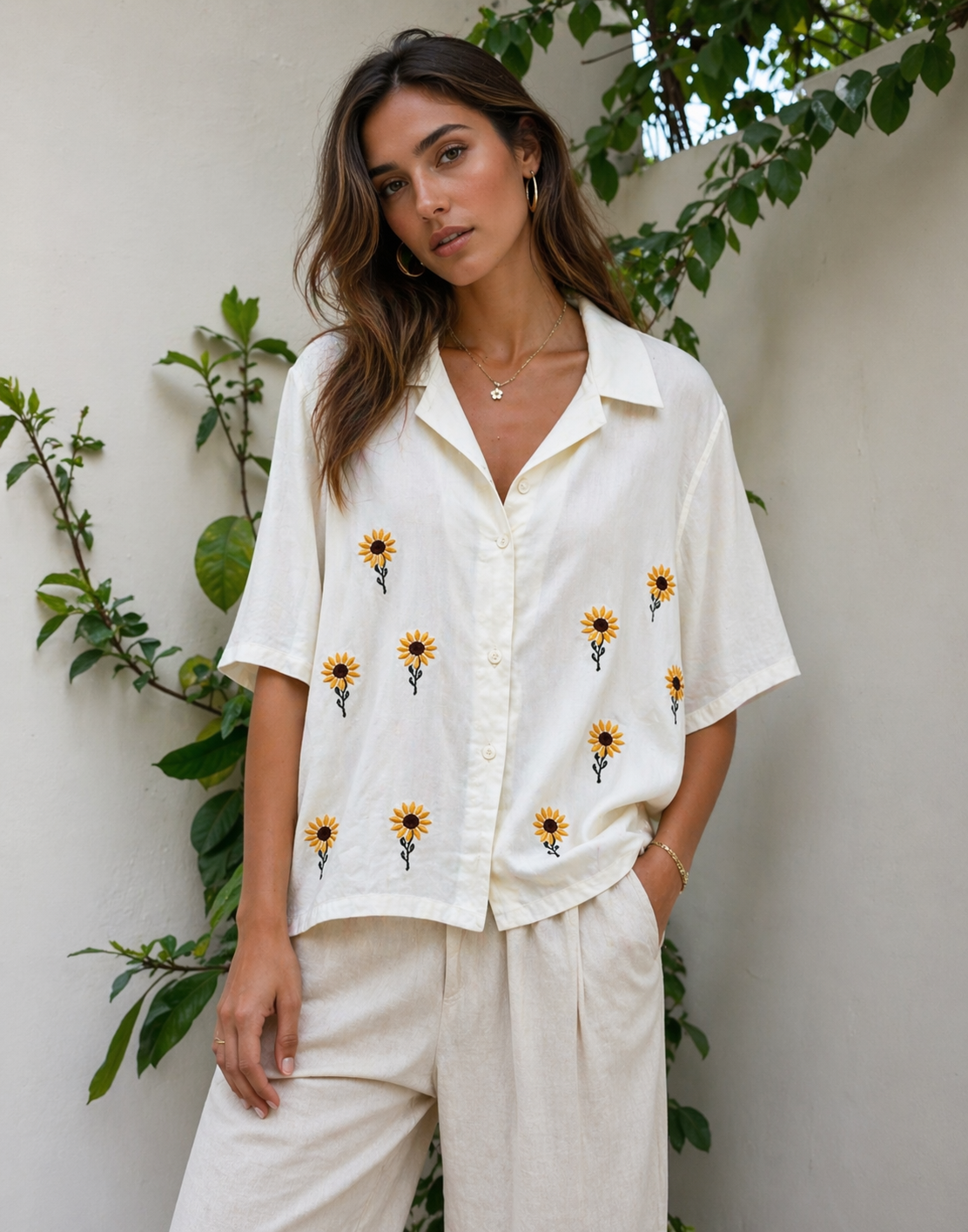 Pearl White Sunflower Shirt🌻