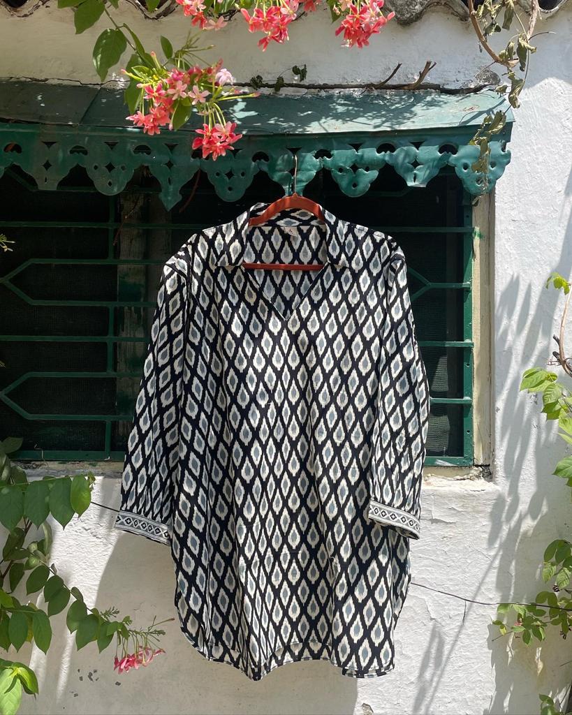 Black Ikkat Tunic