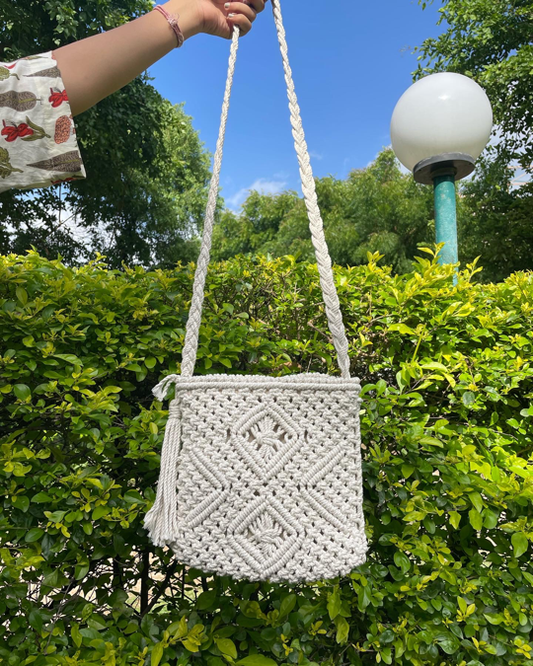 White Macrame Bag